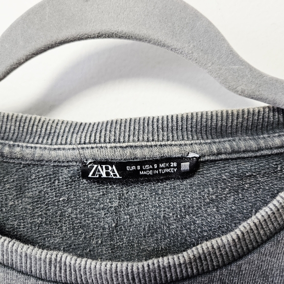 Zara Floral Acid Washed Sweatshirt Size S Grey - Picture 4 of 4